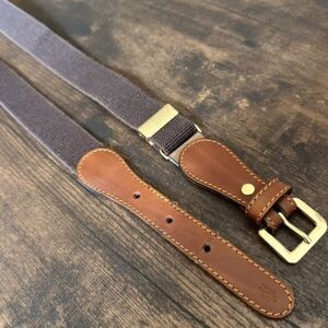 Zaccone Boys Brown Cotton & Leather Adjustable Belt Made in Italy Size 4-6 years